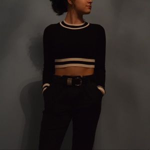 Black Long Sleeve Belly Shirt